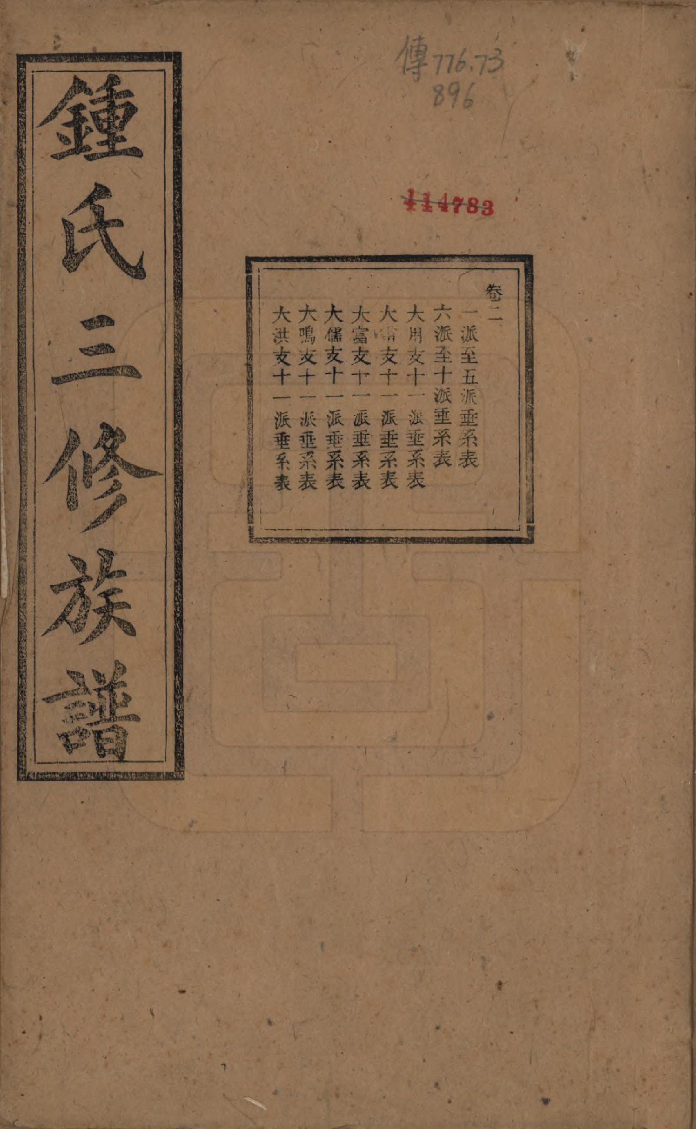 GTJP2266.锺.中国.锺氏三修族谱三十二卷.清光绪二十八年（1902）_002.pdf_第1页