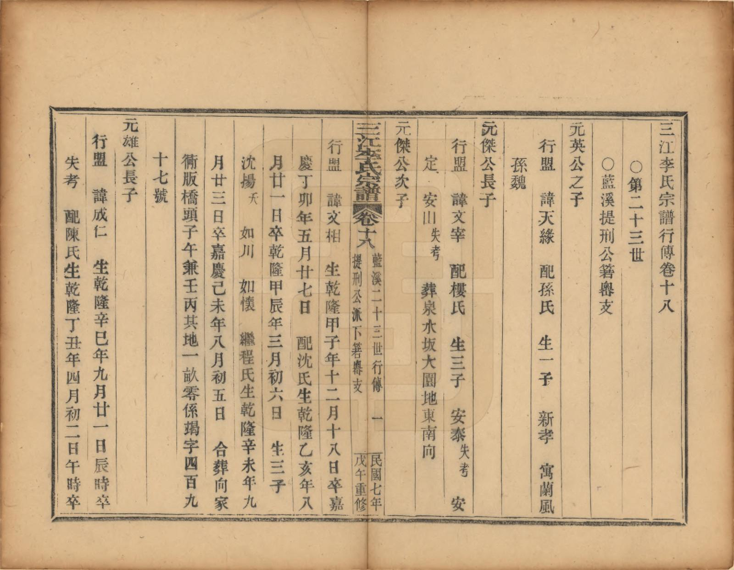 GTJP0818.李.浙江.三江李氏宗谱三十二卷首一卷末一卷.民国七年（1918）_018.pdf_第1页