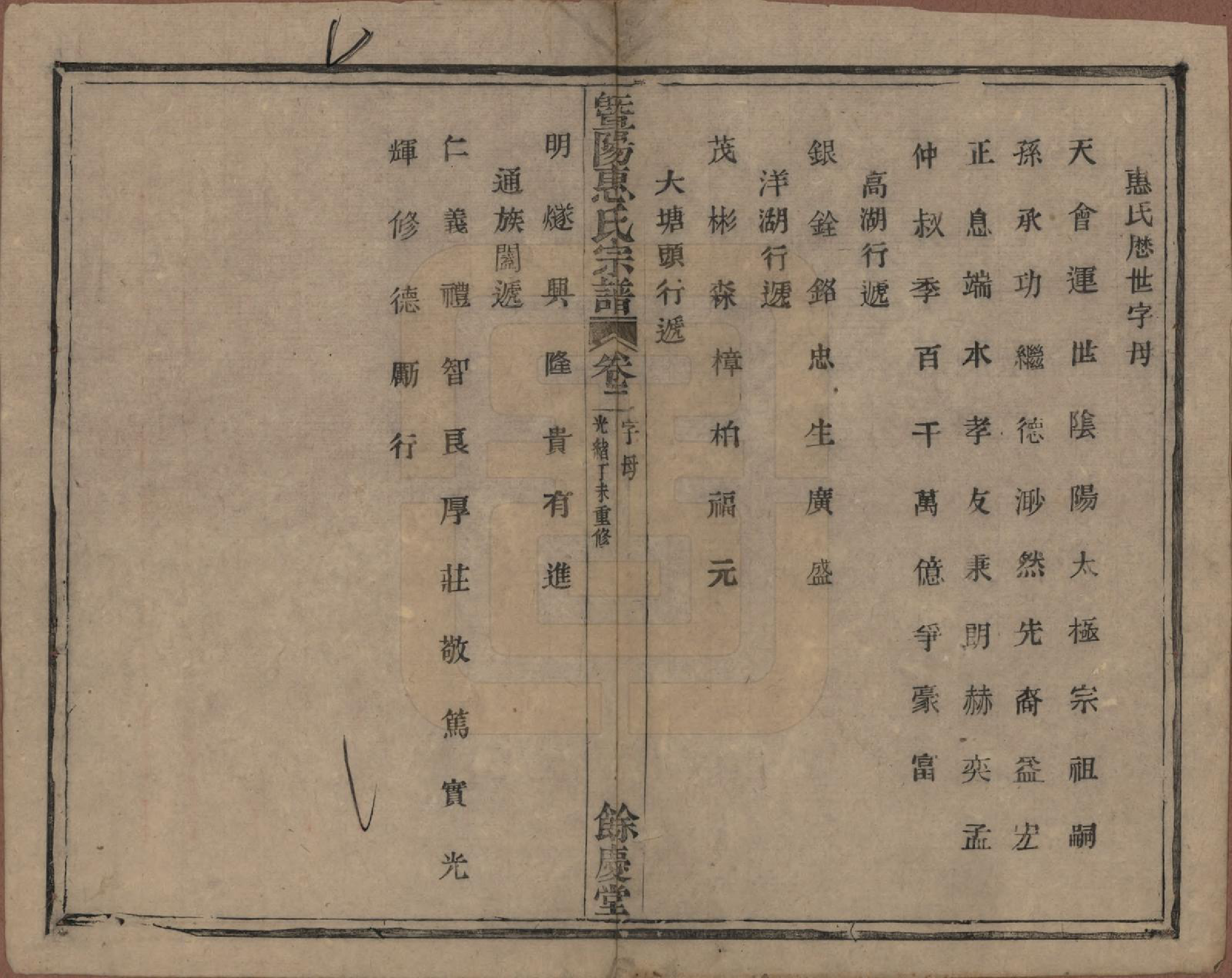 GTJP0647.惠.浙江诸暨.暨阳惠氏宗谱六卷.清光绪三十三年（1907）_002.pdf_第1页