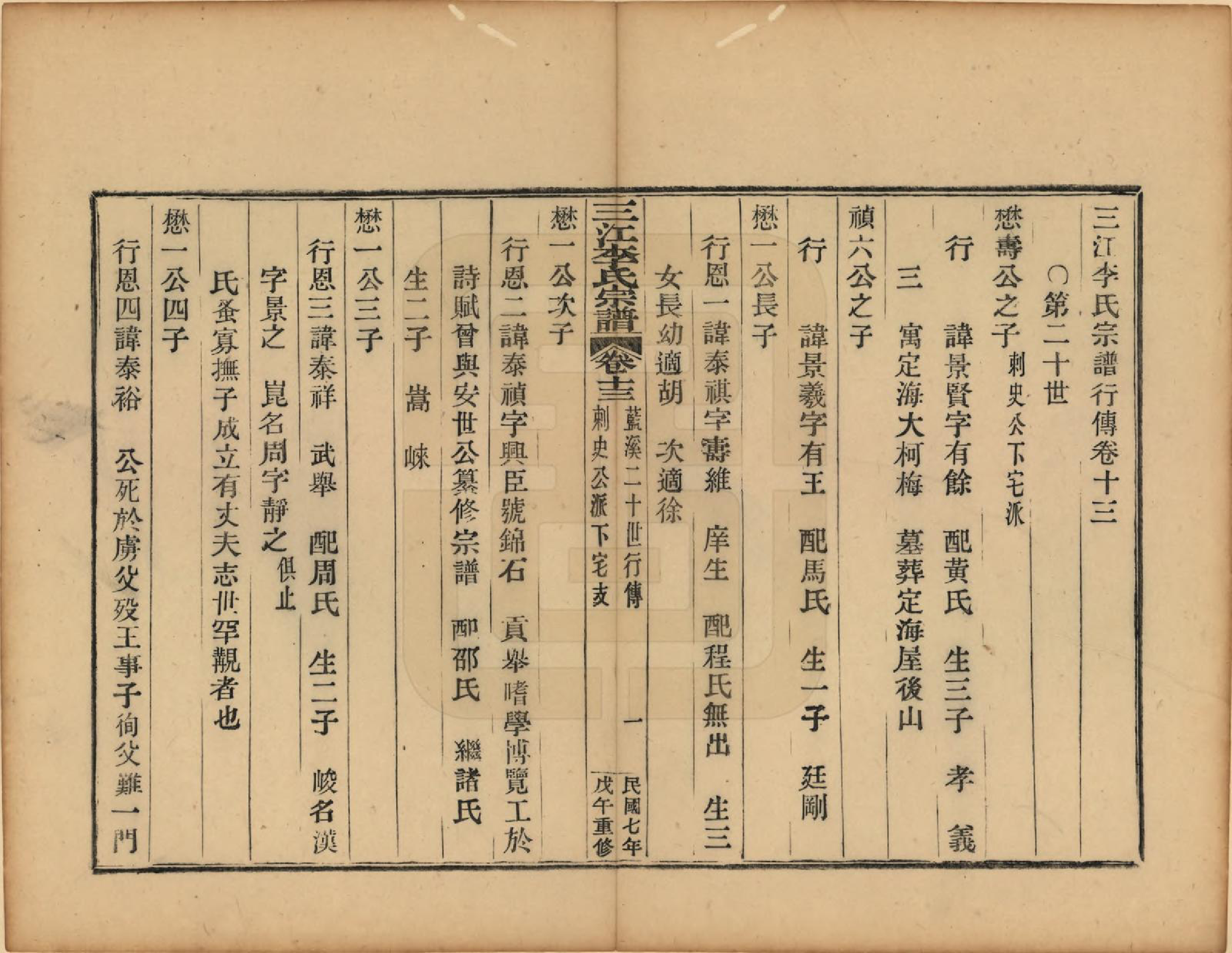 GTJP0818.李.浙江.三江李氏宗谱三十二卷首一卷末一卷.民国七年（1918）_013.pdf_第1页