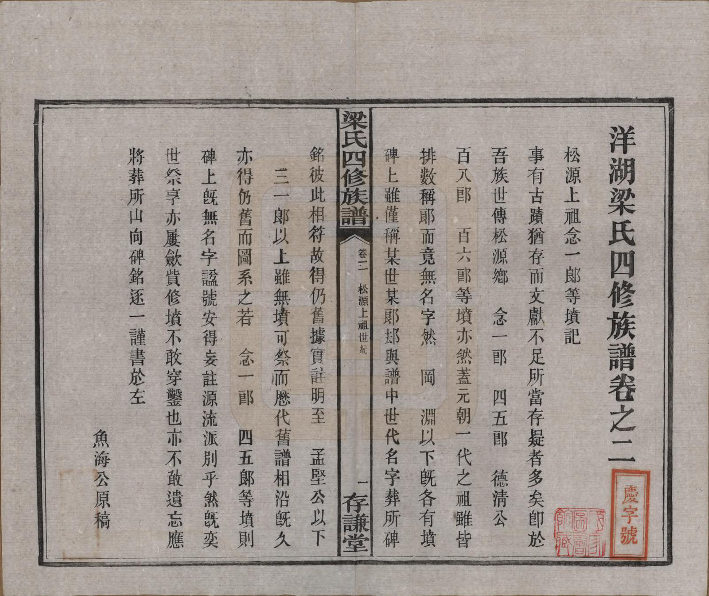 GTJP0866.梁.浙江杭州.洋湖梁氏四修族谱.民国26年[1937]_002.pdf_第2页