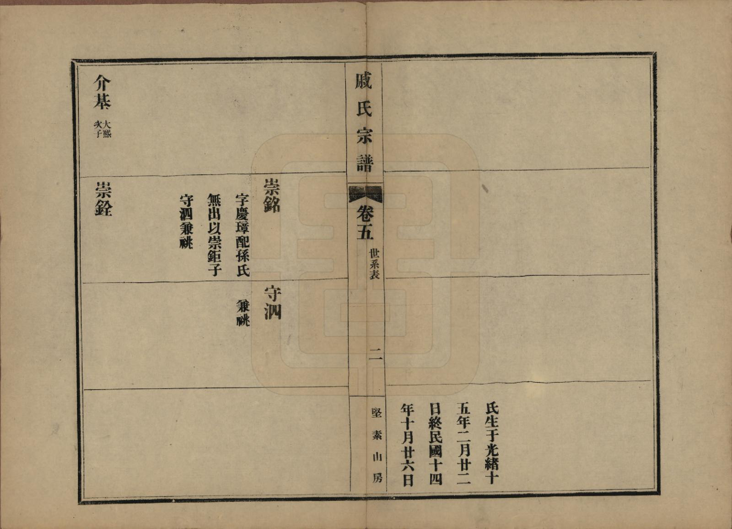 GTJP1153.戚.江苏吴县.戚氏宗谱六卷.民国十八年（1929）_005.pdf_第2页