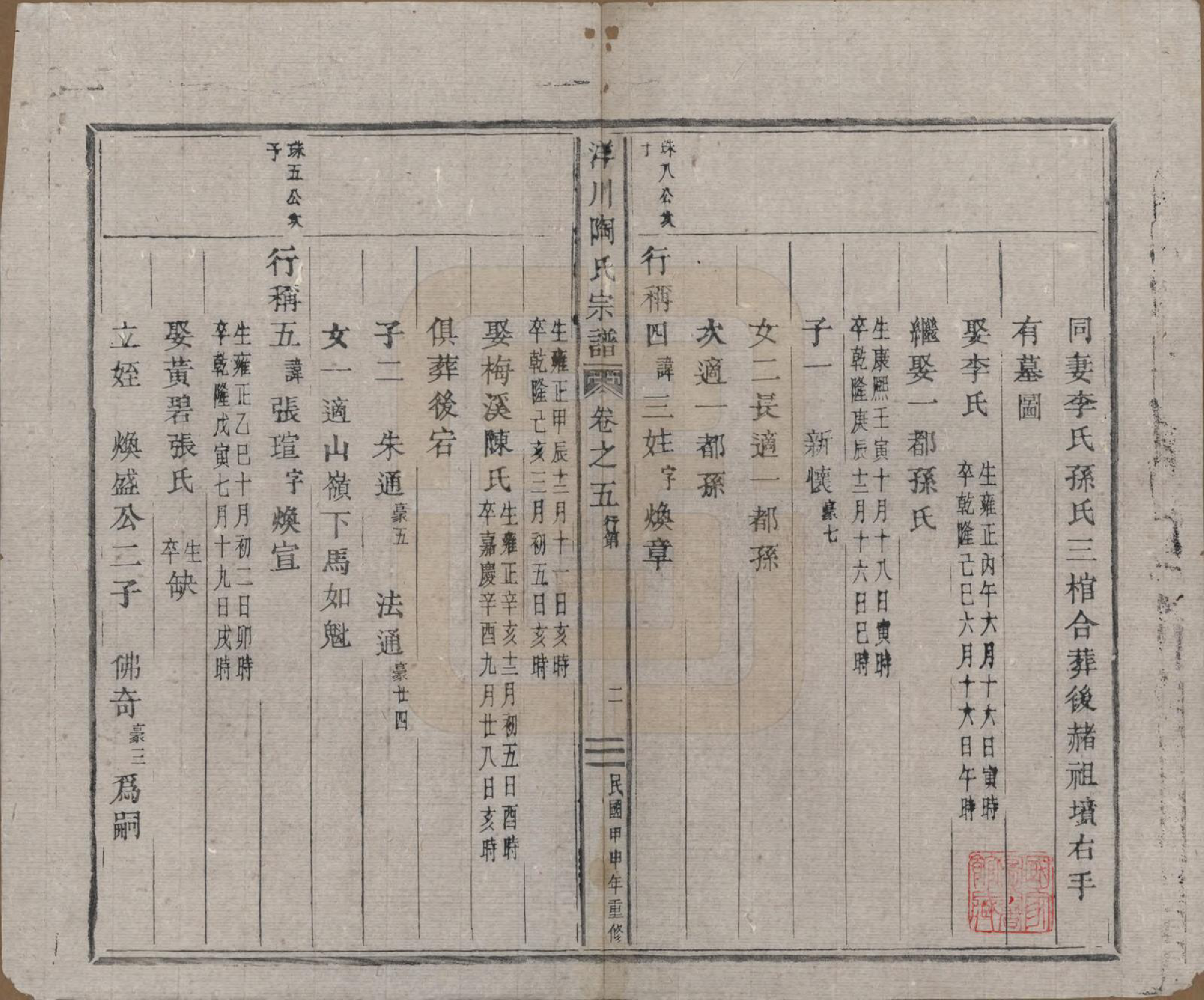 GTJP1414.陶.浙江缙云.洋川浔阳郡陶氏宗谱.民国33年[1944]_005.pdf_第1页