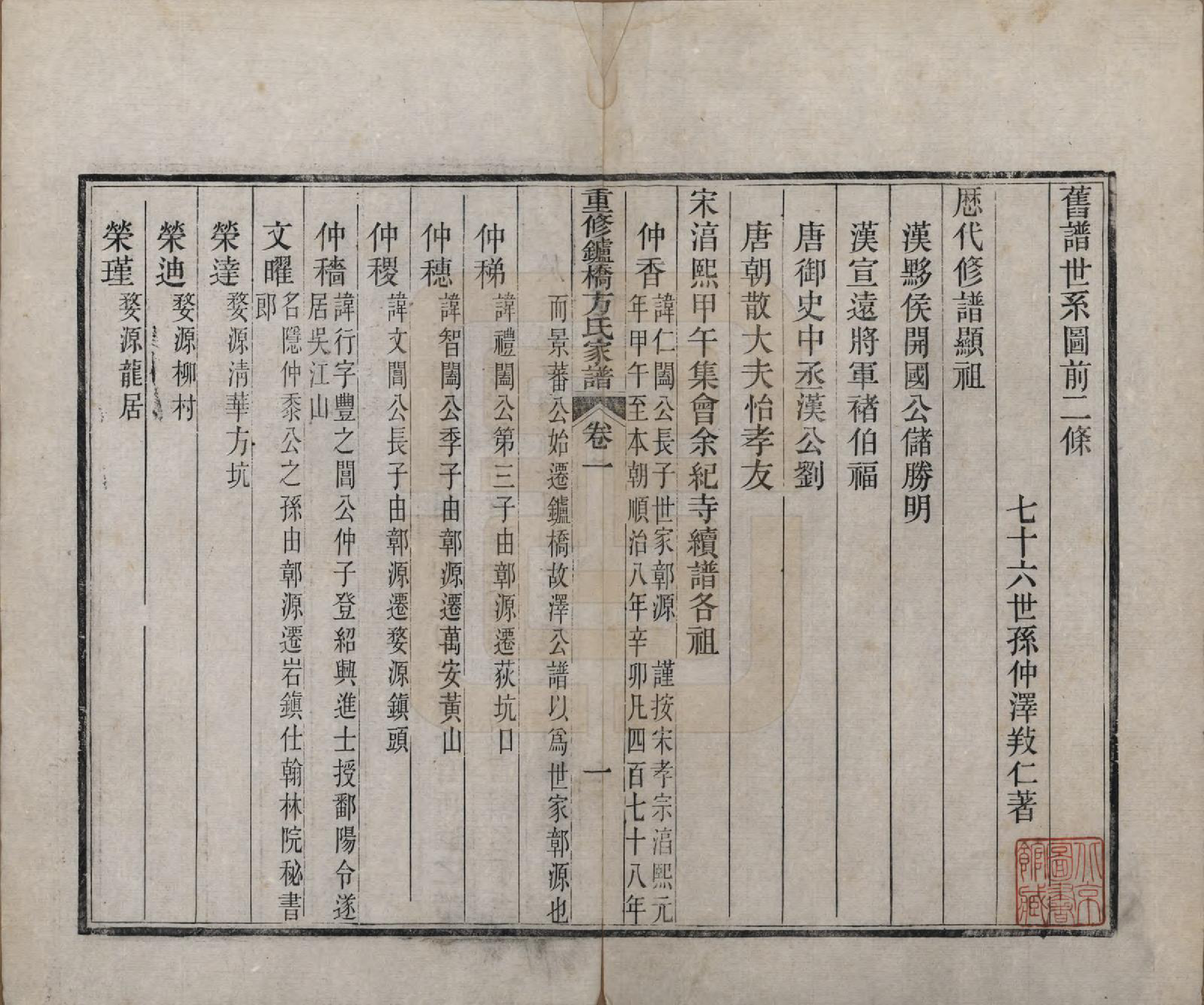 GTJP0335.方.安徽寿县.重修鑪桥方氏家谱四卷.清光绪四年(1878)_001.pdf_第2页