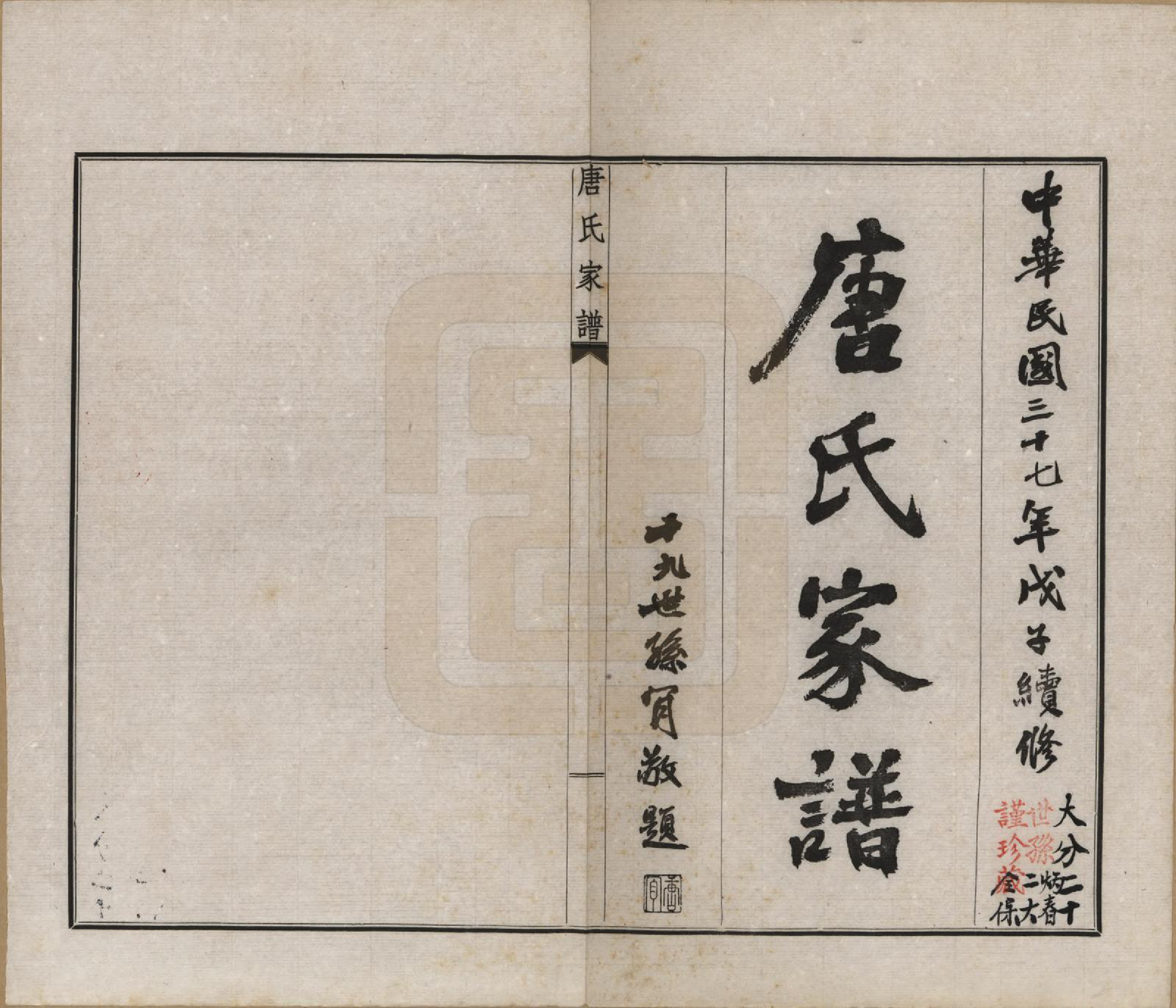 GTJP1402.唐.江苏毗陵.毗陵唐氏家谱.民国37年[1948]_001.pdf_第2页