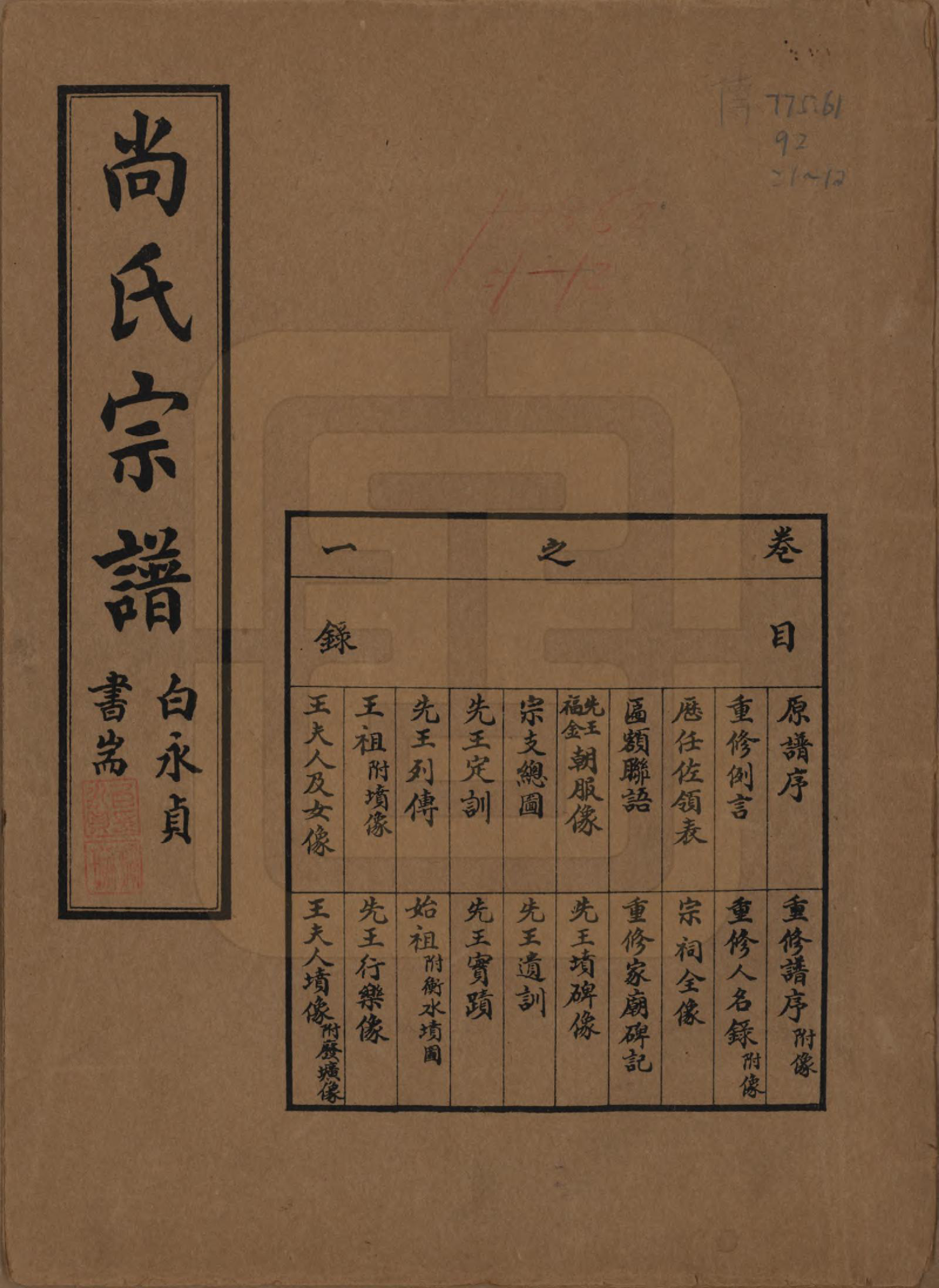 GTJP1240.尚.辽宁海城.尚氏宗谱十一卷末一卷.民国二十九年（1940）_001.pdf_第1页