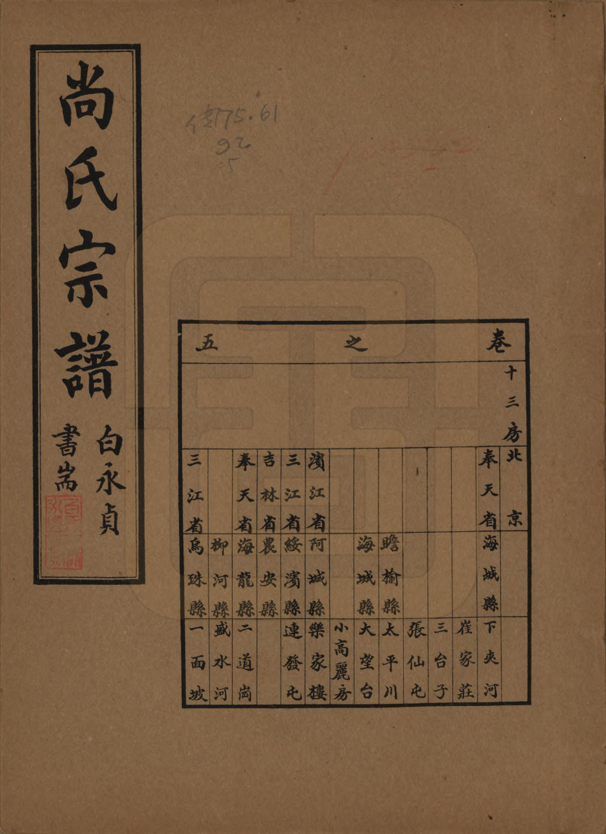 GTJP1240.尚.辽宁海城.尚氏宗谱十一卷末一卷.民国二十九年（1940）_005.pdf_第1页