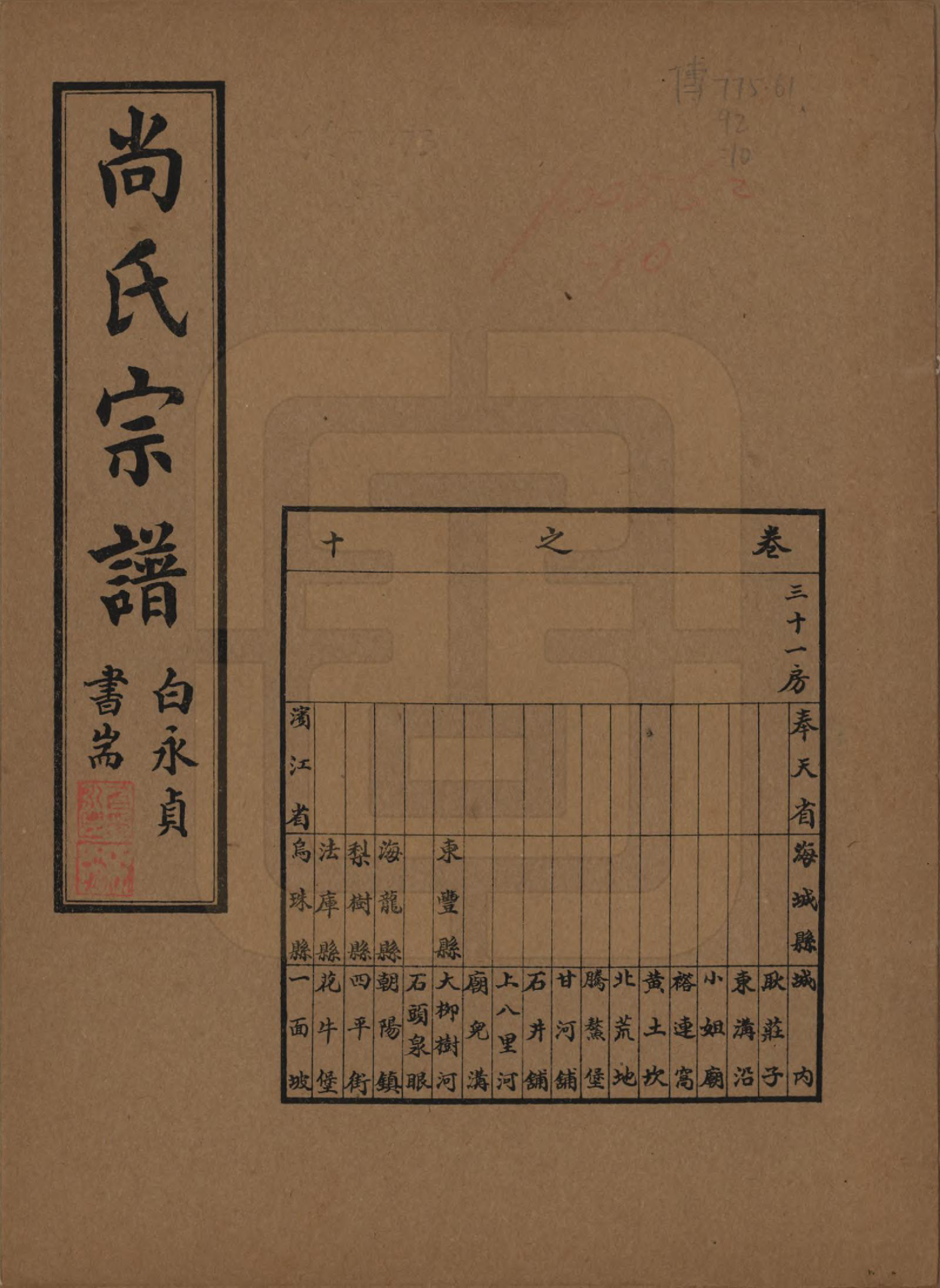 GTJP1240.尚.辽宁海城.尚氏宗谱十一卷末一卷.民国二十九年（1940）_010.pdf_第1页