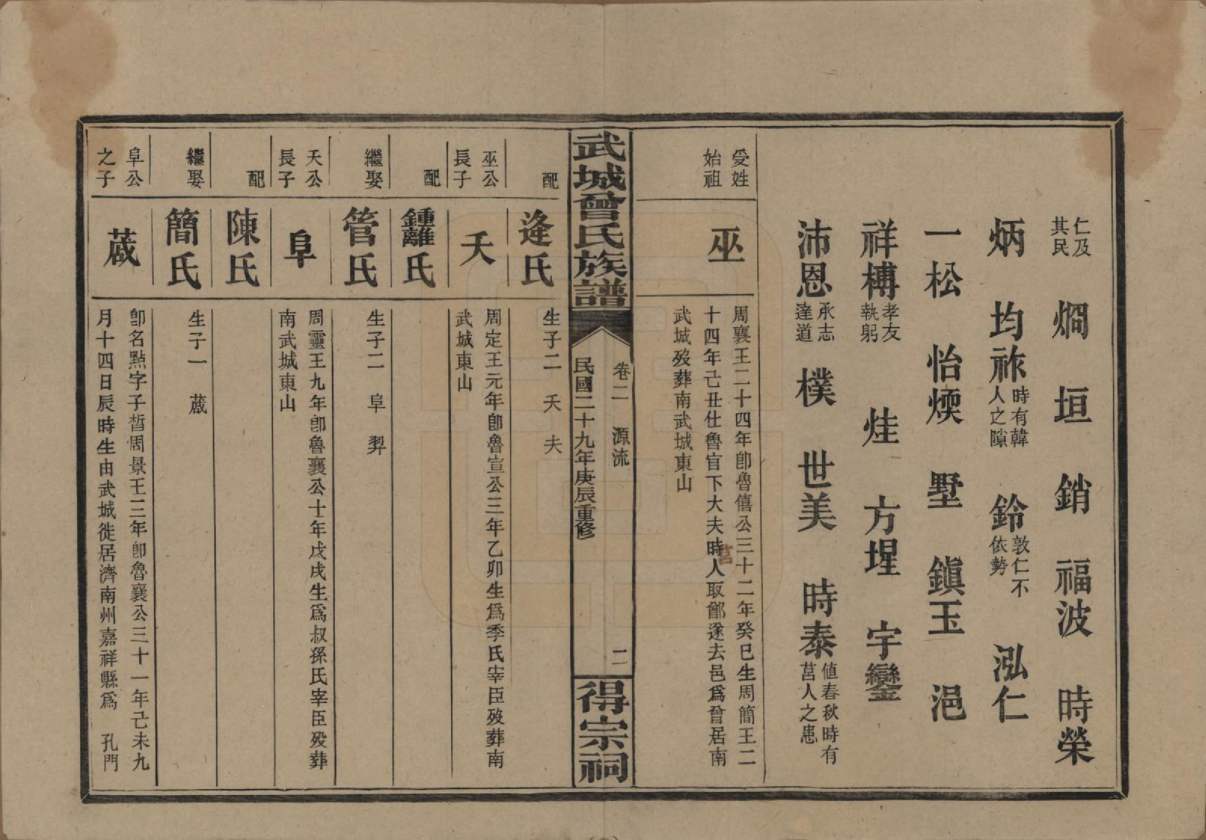 GTJP0078.曾.湖南浏阳.武陵曾氏族谱.民国29年[1940]_002.pdf_第2页