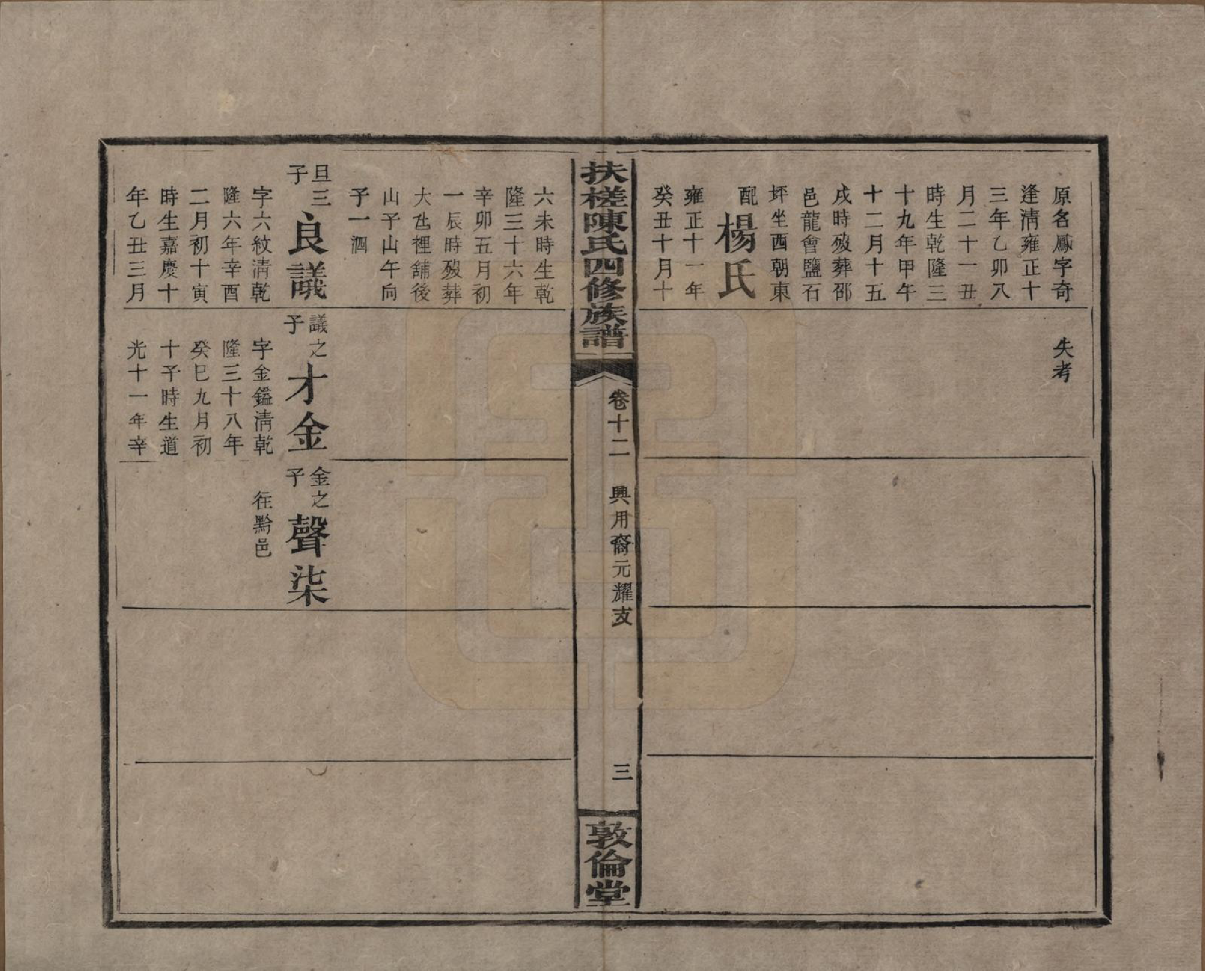 GTJP0120.陈.湖南湘乡.扶槎陈氏四修族谱.民国二年(1913)_012.pdf_第3页