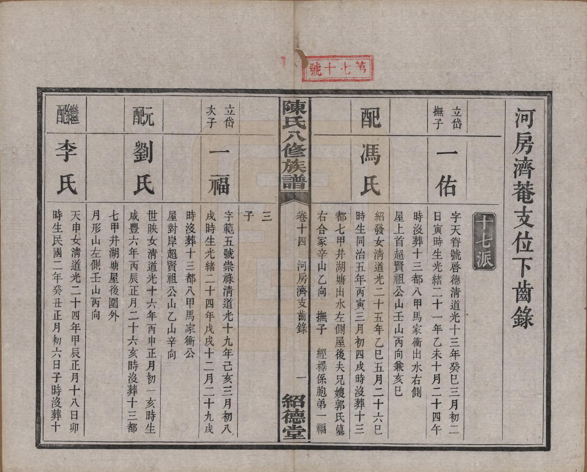 GTJP0157.陈.湖南湘潭.陈氏八修持族谱二十八卷.民国十五年（1926）_014.pdf_第1页