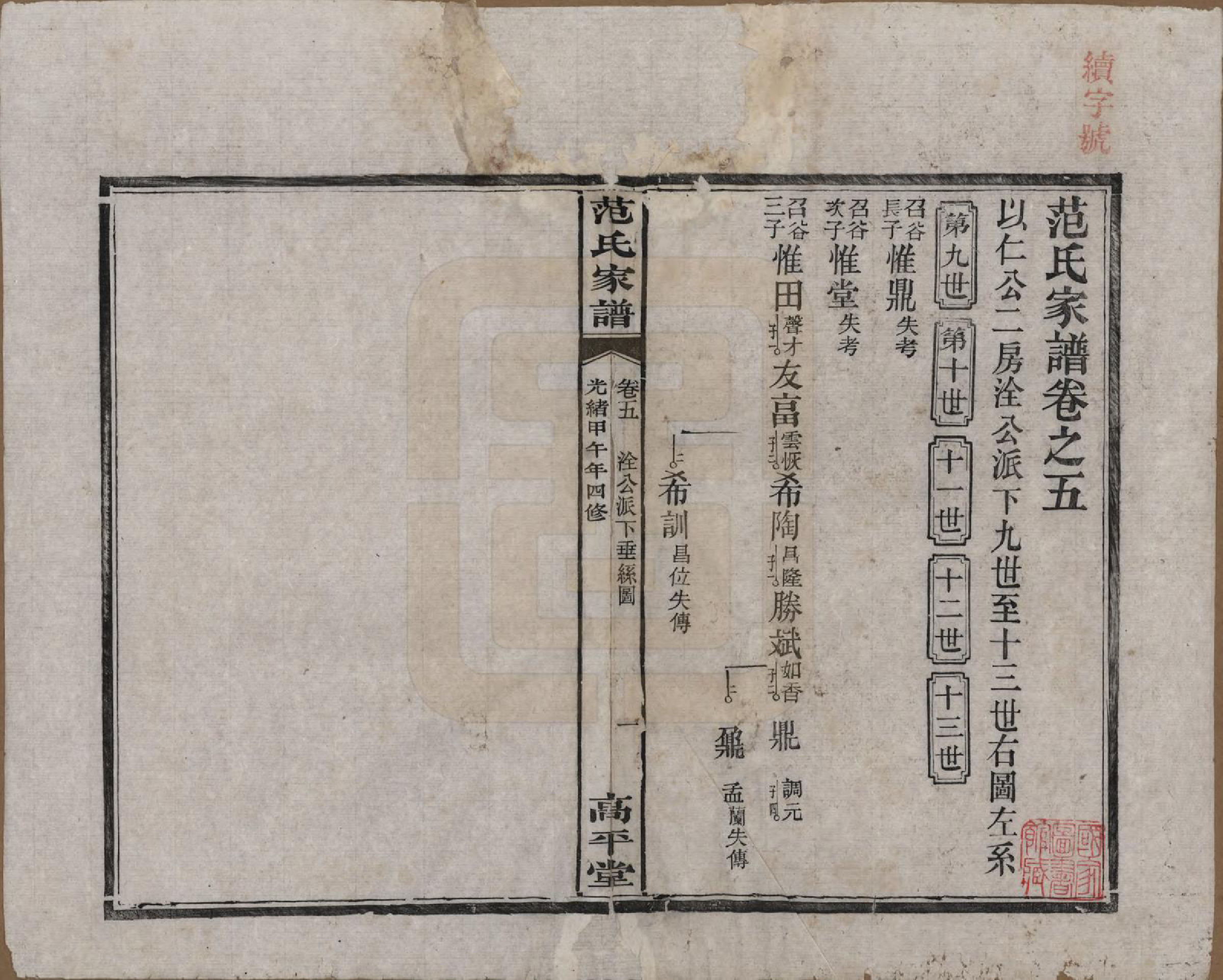 GTJP0323.范.湖南长沙、湘阴.范氏家谱九卷.清光绪二十年（1894）_005.pdf_第1页