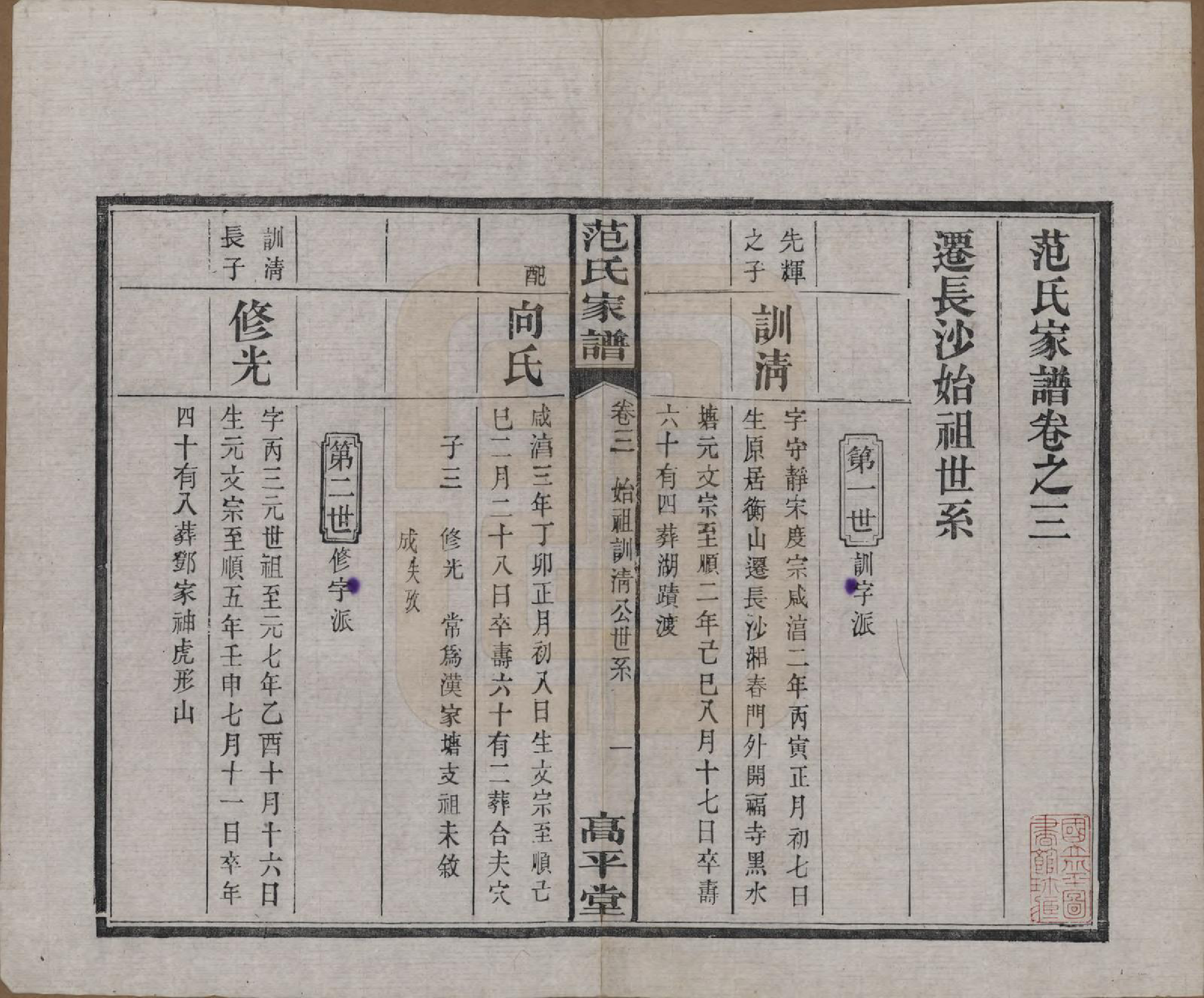 GTJP0325.范.湖南湘阴.范氏家谱六卷.清宣统二年(1910)_003.pdf_第1页