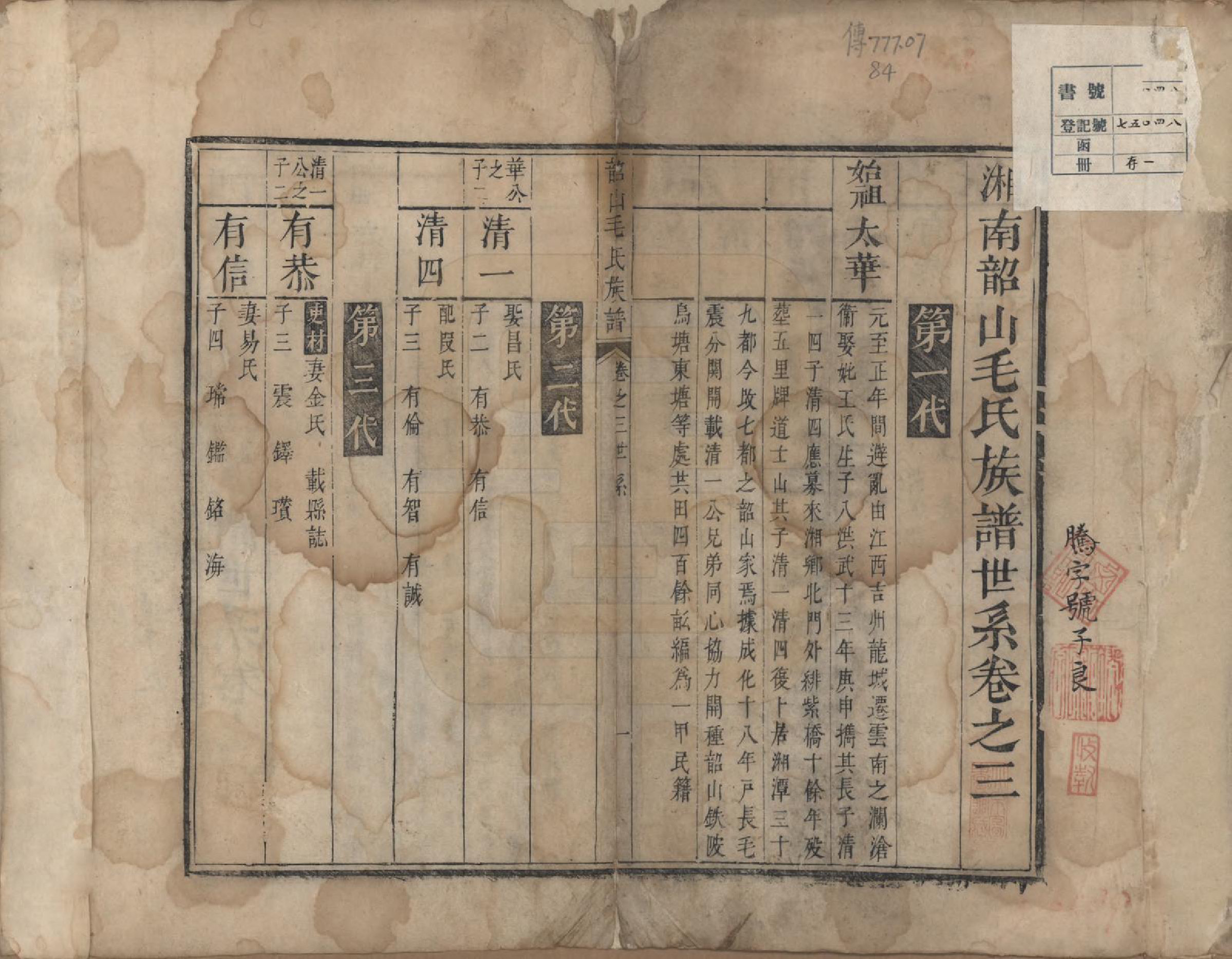 GTJP1080.毛.湖南湘潭.韶山毛氏房谱.清乾隆间（1711－1799年）_001.pdf_第2页