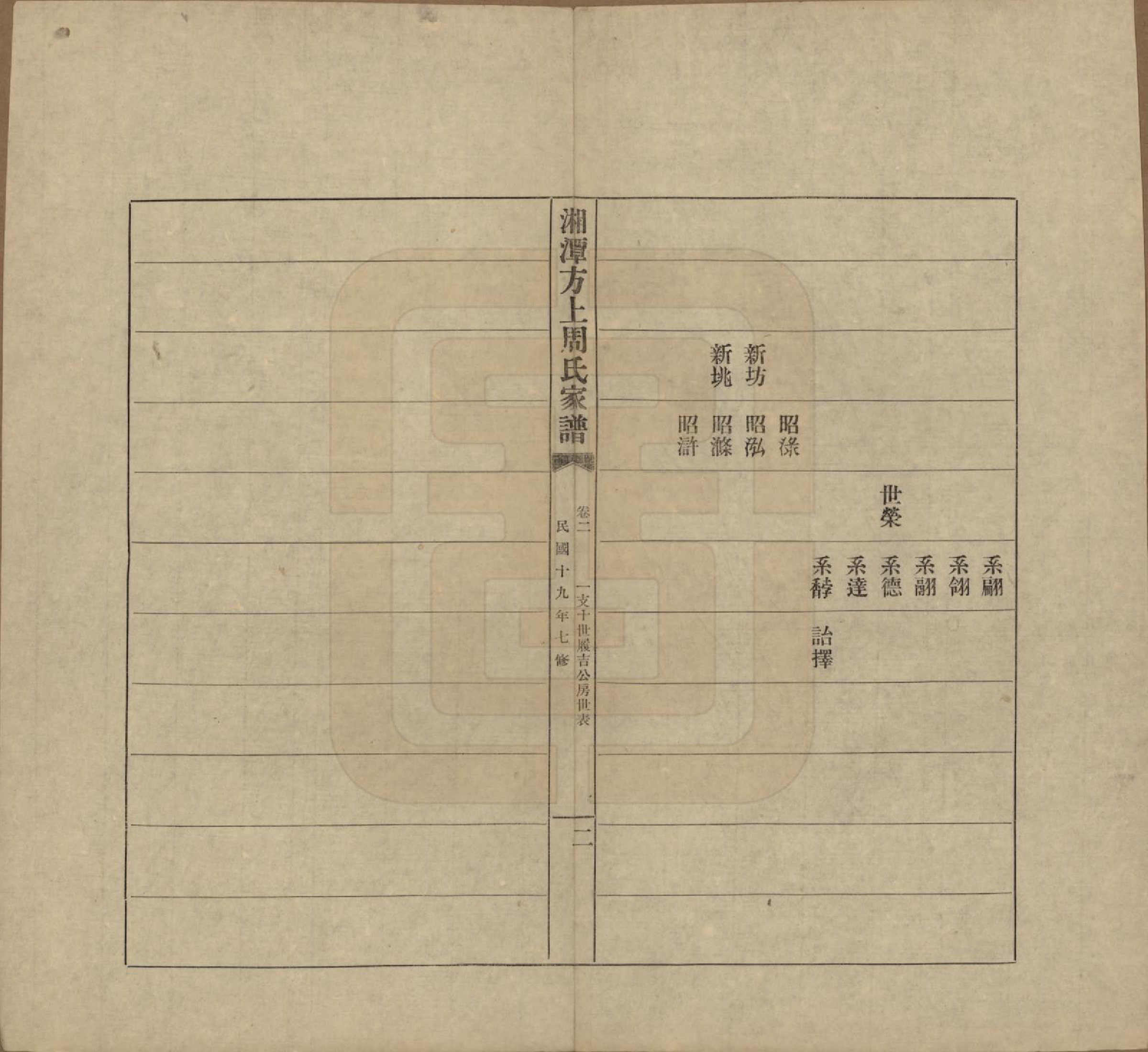 GTJP2306.周.湖南湘潭.湘潭方上周氏七修家谱一百六十六卷.民国十九年（1930）_002.pdf_第2页