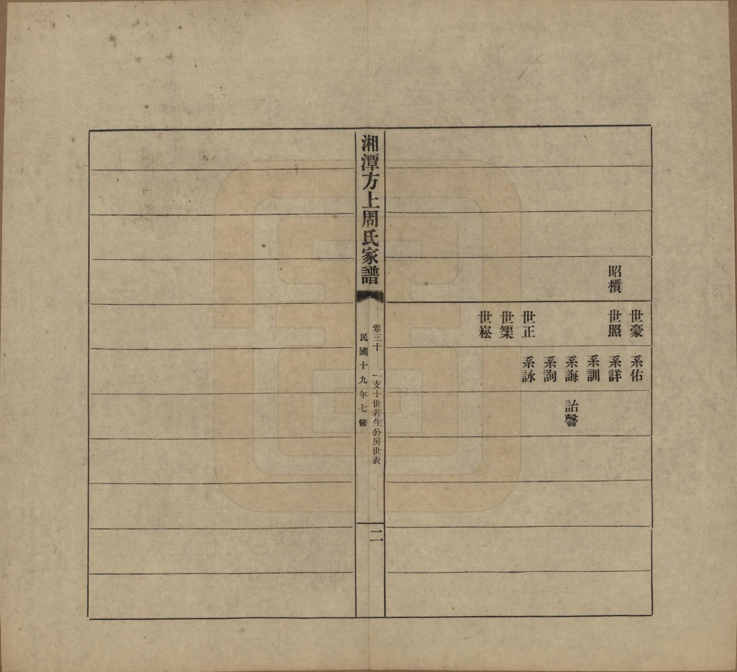 GTJP2306.周.湖南湘潭.湘潭方上周氏七修家谱一百六十六卷.民国十九年（1930）_030.pdf_第2页