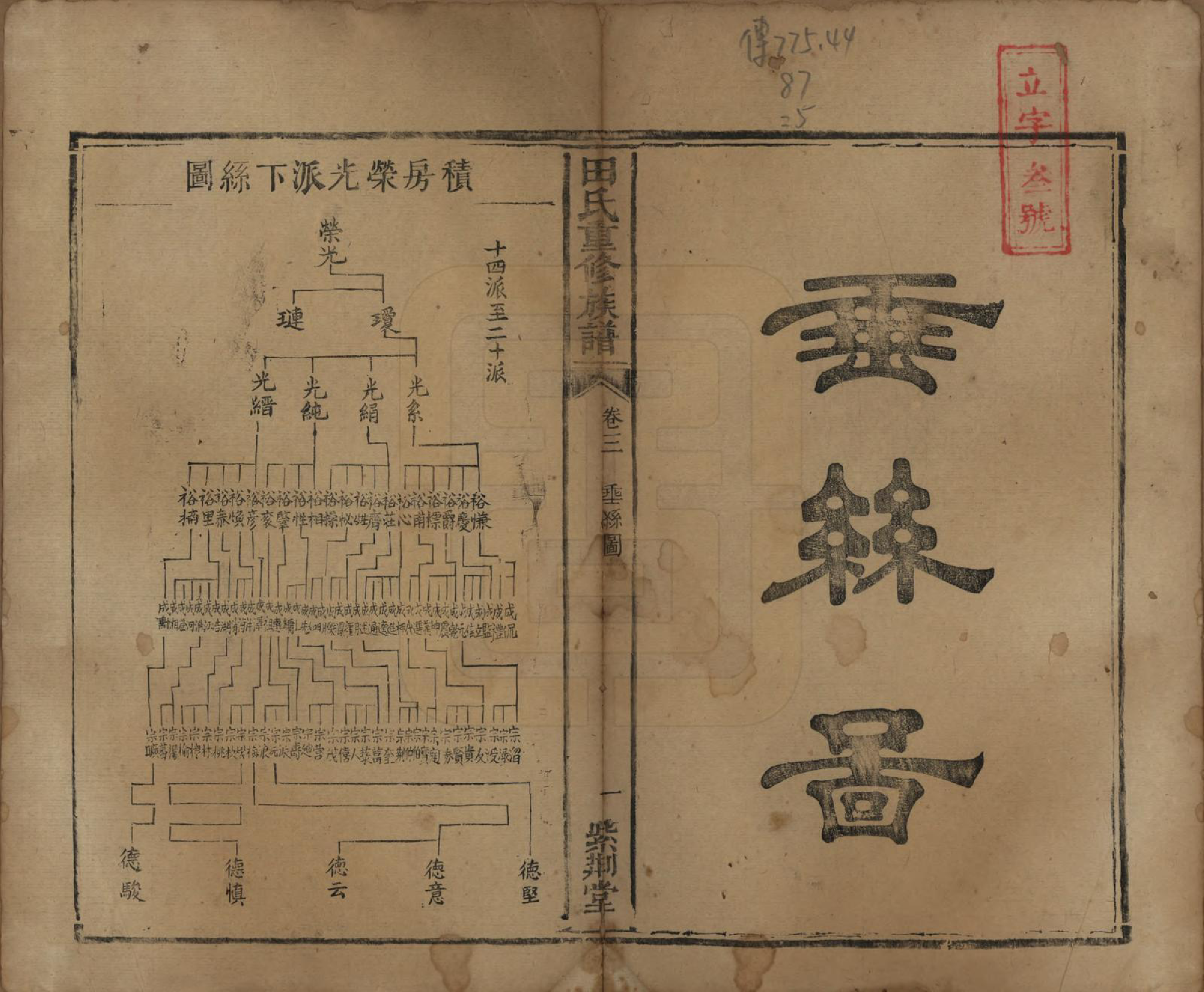 GTJP1431.田.湖南.田氏重修族谱十二卷首一卷次一卷.清咸丰十年（1860）_003.pdf_第1页