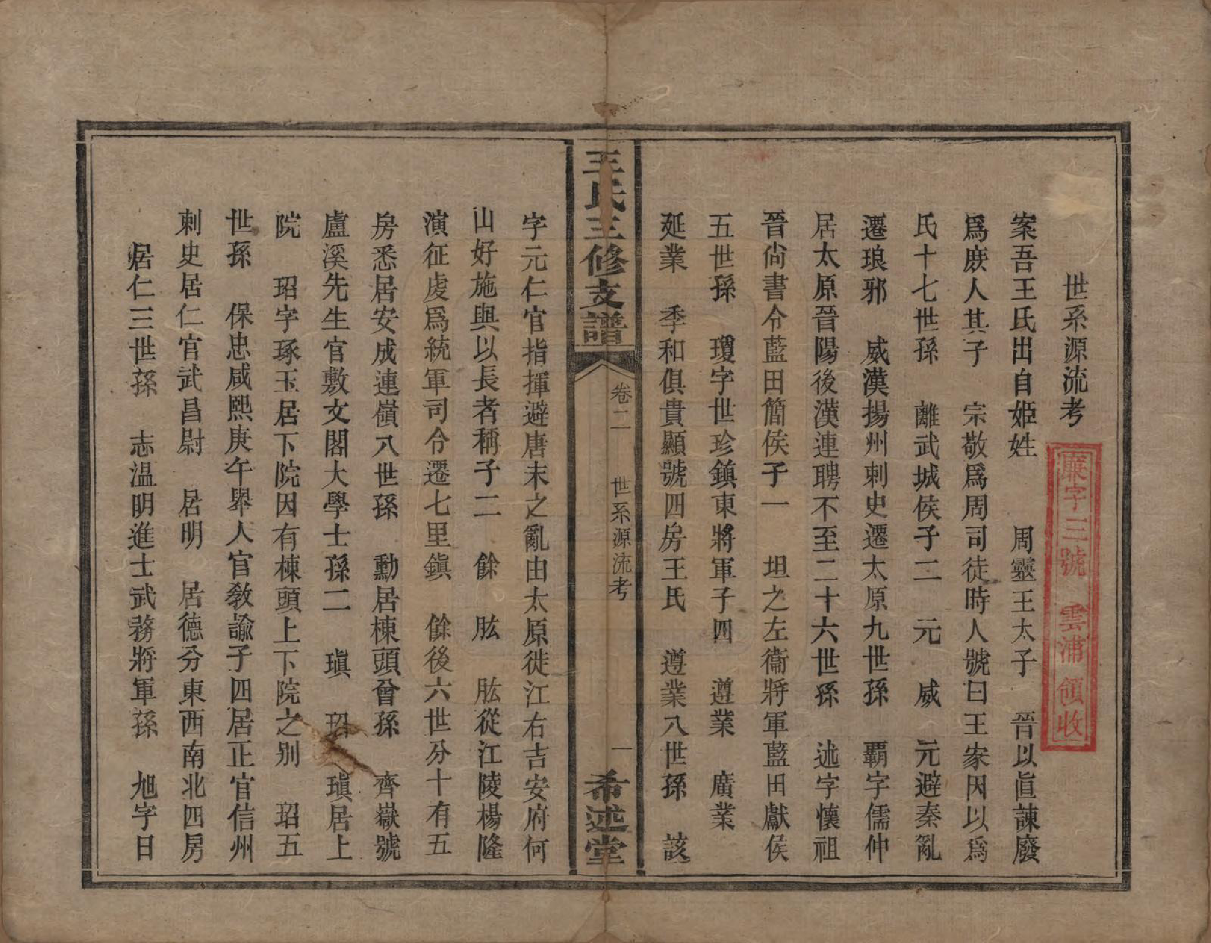 GTJP1596.王.湖南邵阳、宁乡.郡宁王氏支谱四卷.清光绪二十年（1894）_002.pdf_第2页