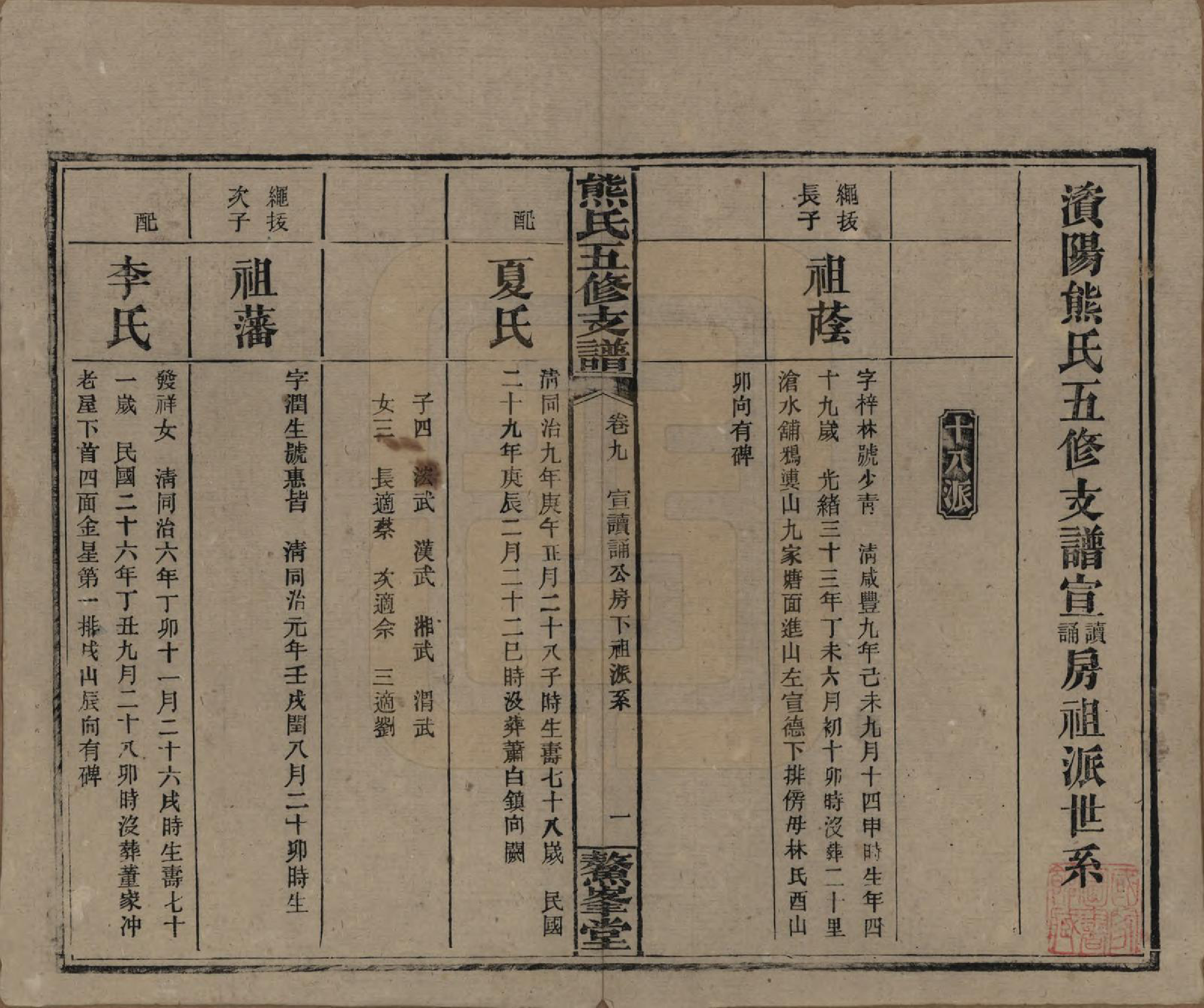 GTJP1807.熊.湖南益阳.熊氏五修支谱十卷.民国三十二年（1943）_009.pdf_第1页