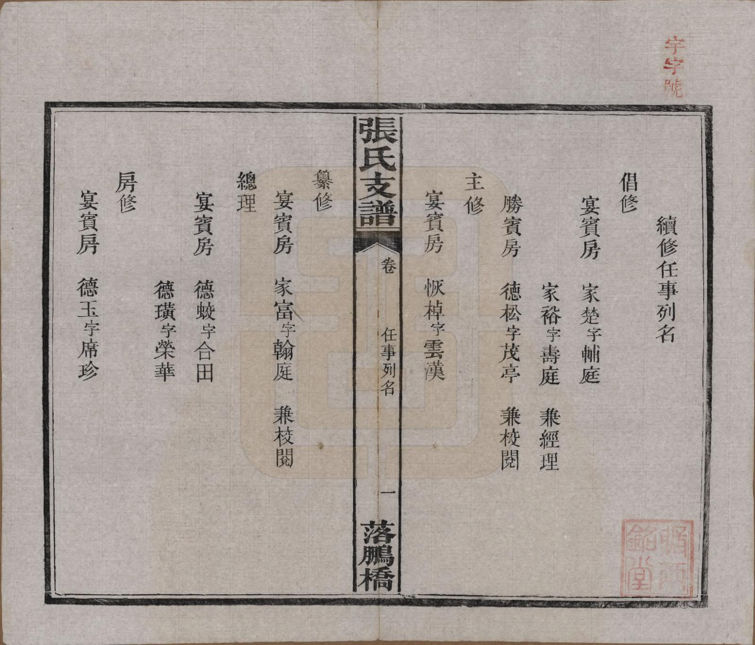 GTJP2139.张.湖南长沙.落鹏桥张氏支谱.民国四年(1915)_002.pdf_第3页